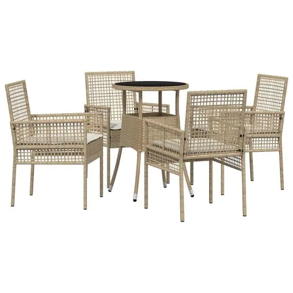 vidaXL Trädgårdsmöbelset 5 pcs Beige konstrotting Rabatter