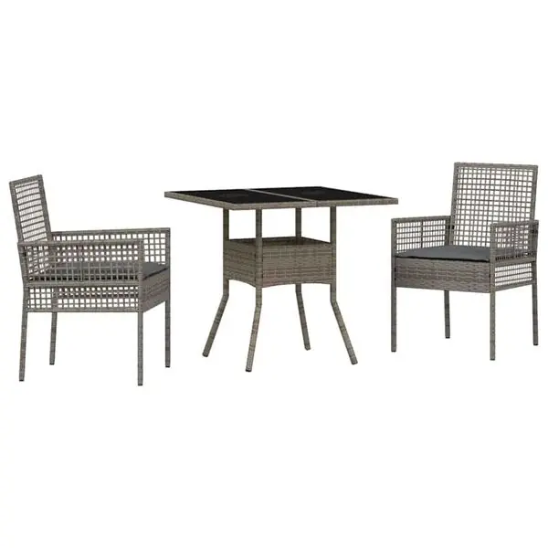 vidaXL Trädgårdsmöbelset 3 pcs Grå konstrotting Trygg betalning