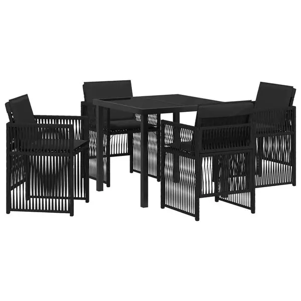 Lägg i varukorgen vidaXL Trädgårdsmöbelset 5 pcs Svart Pulverlackerat stål