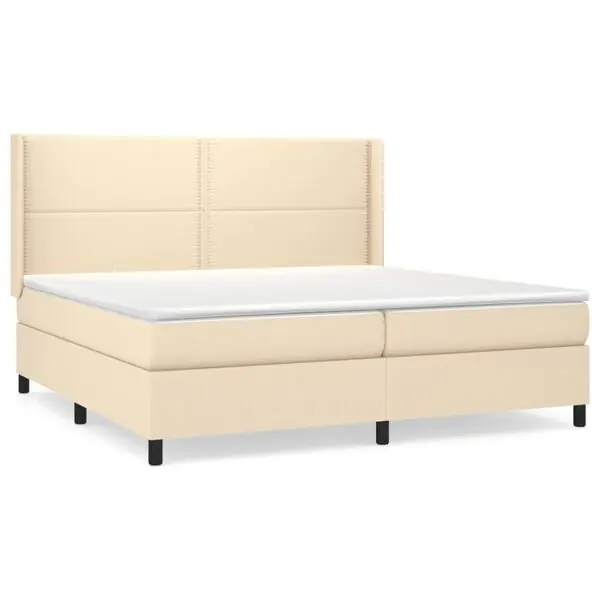 Begränsat antal vidaXL Ramsäng med madrass gräddvit 200x200 cm tyg