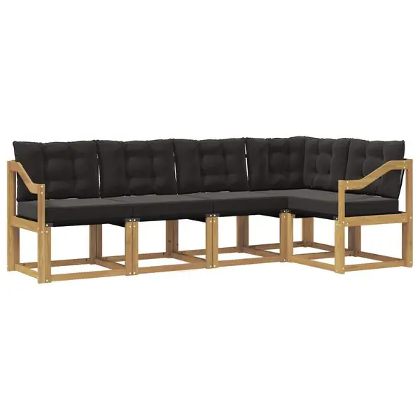 vidaXL Utomhussoffset med kudde 5 pcs Vit och svart Begränsad tid