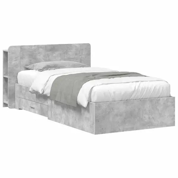 vidaXL Sängram med förvaring Betonggrå 75 x 190 cm Konstruerat trä Begränsat antal