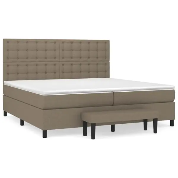 vidaXL Ramsäng med madrass taupe 200x200 cm tyg Utförsäljning