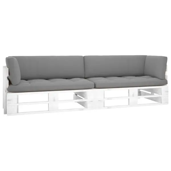 Fynd vidaXL Pallsoffa 2-sits med dynor vit impregnerad furu
