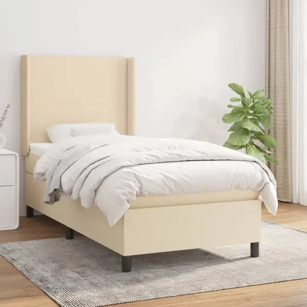 Kundfavorit vidaXL Ramsäng med madrass gräddvit 90x200 cm tyg