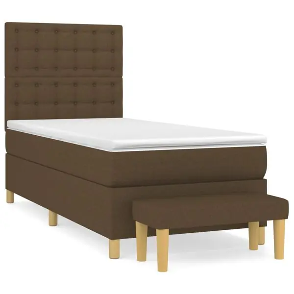 vidaXL Ramsäng med madrass mörkbrun 90x200 cm tyg Fynd