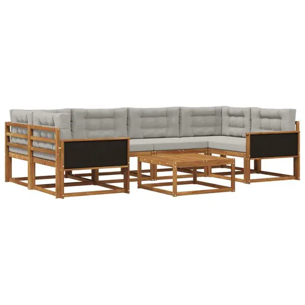 Kundfavorit vidaXL Utomhussoffset med kudde 7 pcs Naturlig och Ljusgrå