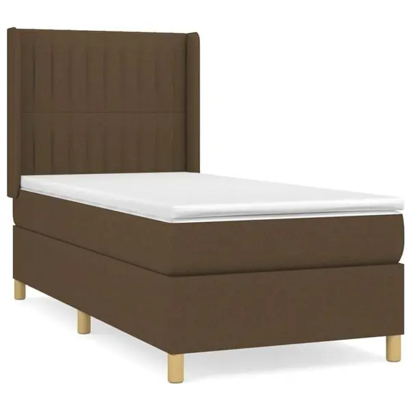 vidaXL Ramsäng med madrass mörkbrun 90x200 cm tyg Extra rabatt