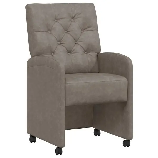 vidaXL Matstolar med hjul 2 pcs Grå 58 x 67 x 97 cm Konstläder Lägg i varukorgen
