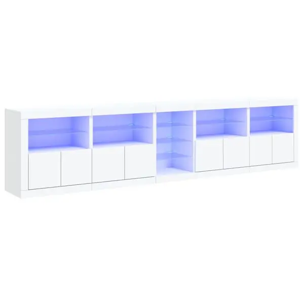 Billigare vidaXL Skänk med LED-belysning vit 283x37x67 cm