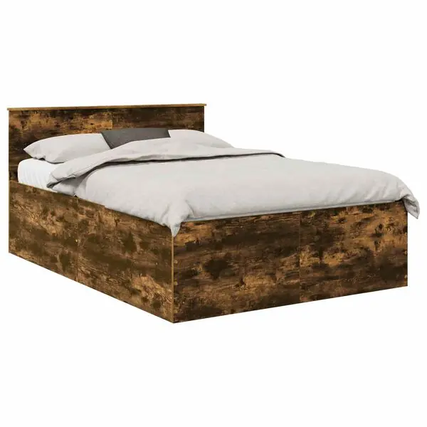 vidaXL Sängram med huvudgavel Rökt ek 160 x 200 cm Konstruerat trä Premium