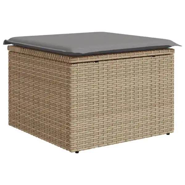 Rabatter vidaXL Trädgårdspall med dyna beige 55x55x37 cm konstrotting
