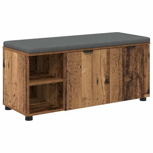 vidaXL Hallbänk Gammalt trä 100 x 38 x 46 cm Konstruerat Trä och Tyg Köp online