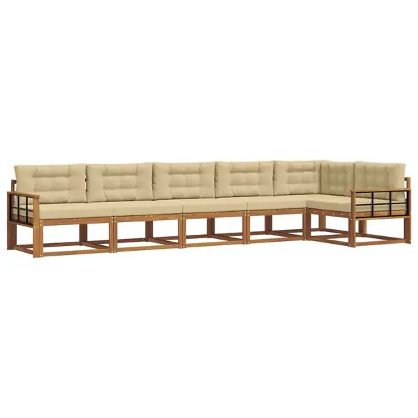 Billigare vidaXL Utomhussoffset med kudde 6 pcs Naturlig och Beige