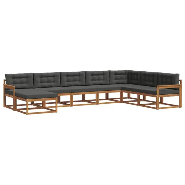 vidaXL Utomhussoffset med kudde 8 pcs Naturlig och Antracit Sista chansen
