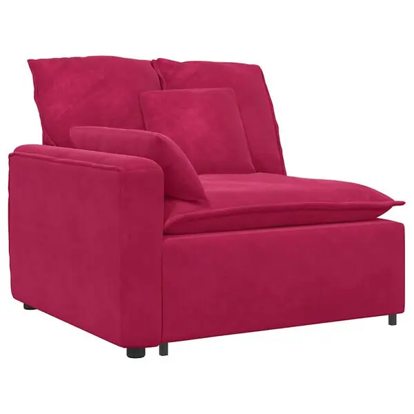 Fri frakt vidaXL Modulär soffa armstödsändmodul med dynor vinröd 100 cm