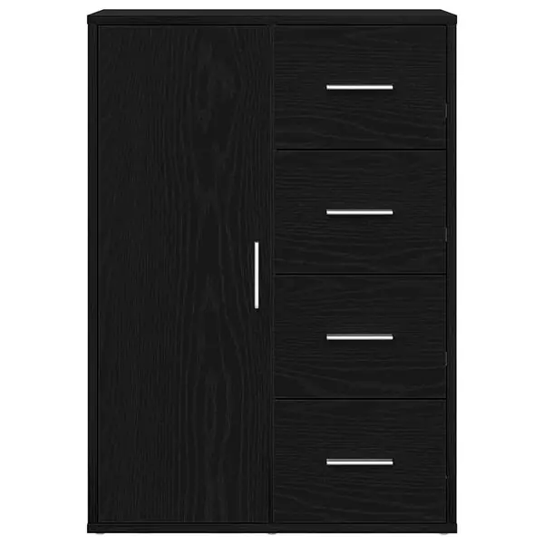 Erbjudande vidaXL Sideboard med låda Svart Ek 60 x 31 x 84 cm Konstruerat trä