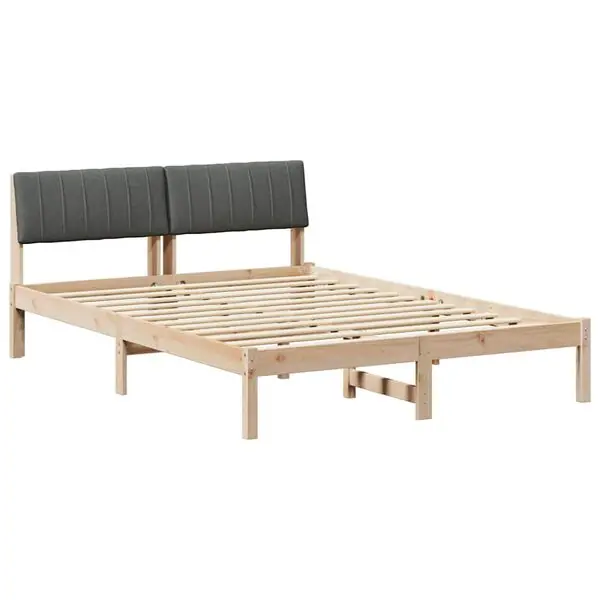 vidaXL Sängram brun och mörkgrå 135 x 190 cm Massiv furu Expressleverans