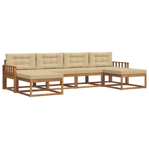 Billig vidaXL Utomhussoffset med kudde 6 pcs Naturlig och Beige