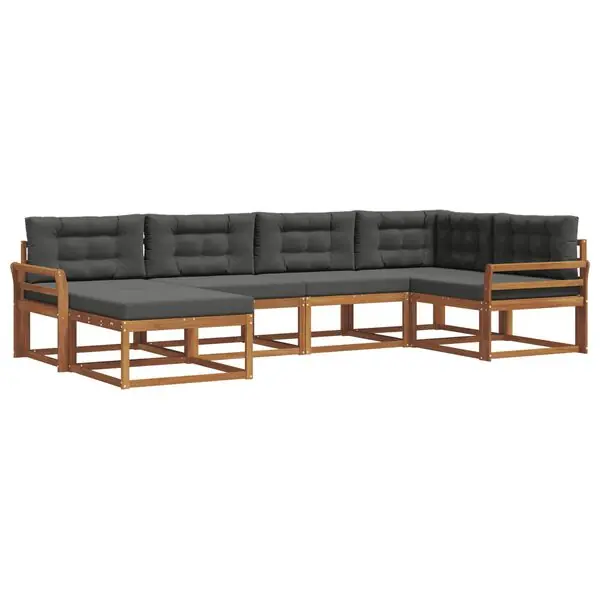 Kampanjpris vidaXL Utomhussoffset med kudde 6 pcs Naturlig och Antracit