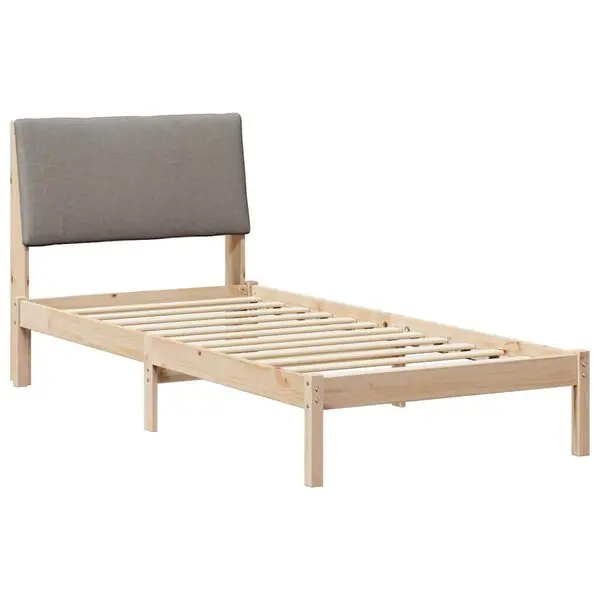 vidaXL Sängram med huvudgavel Brun och taupe 100 x 200 cm Massiv furu Nyhet