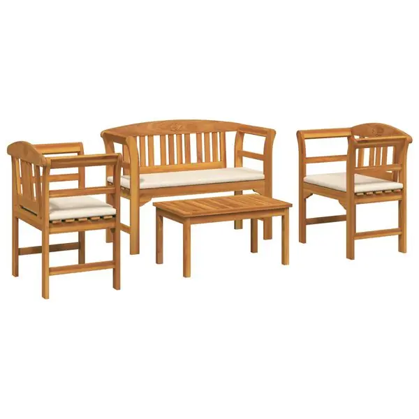 Sista chansen vidaXL Trädgårdsros loungeset med kudde 4 pcs Massivt Akaciaträ