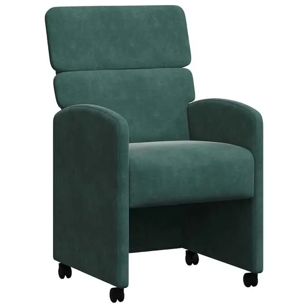 vidaXL Matstolar med hjul 2 pcs Mörkgrön 58 x 65 x 98 cm Sammet Billig