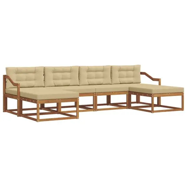 Utförsäljning vidaXL Utomhussoffset med kudde 6 pcs Naturlig och Beige