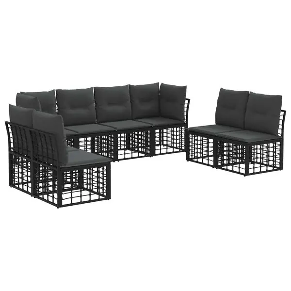 Kampanjpris vidaXL Utomhussoffset med kudde 8 pcs Svart Polyester