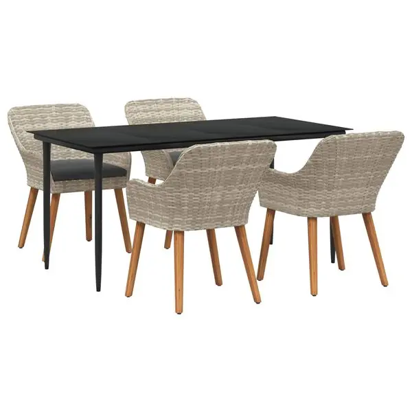 vidaXL Trädgårdsmöbelset med kudde 5 pcs Ljusgrå konstrotting Beställ nu