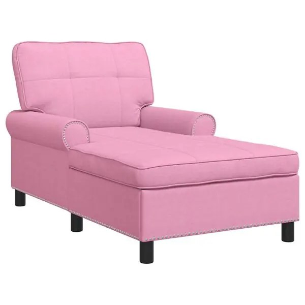 Billig vidaXL Chaise Lounge med kudde Rosa 91 x 157 x 91 cm tyg