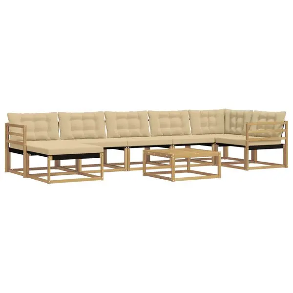 vidaXL Utomhussoffset 8 pcs Vit och Beige 79 x 79 x 37 cm I lager