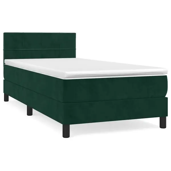 vidaXL Ramsäng med madrass mörkgrön 90x190 cm sammet Nedsatt pris