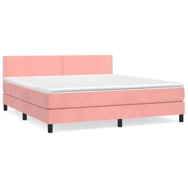 Handla nu vidaXL Ramsäng med madrass rosa 180x200 cm sammet