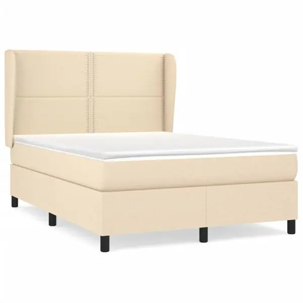 vidaXL Ramsäng med madrass gräddvit 140x190 cm tyg Kundfavorit