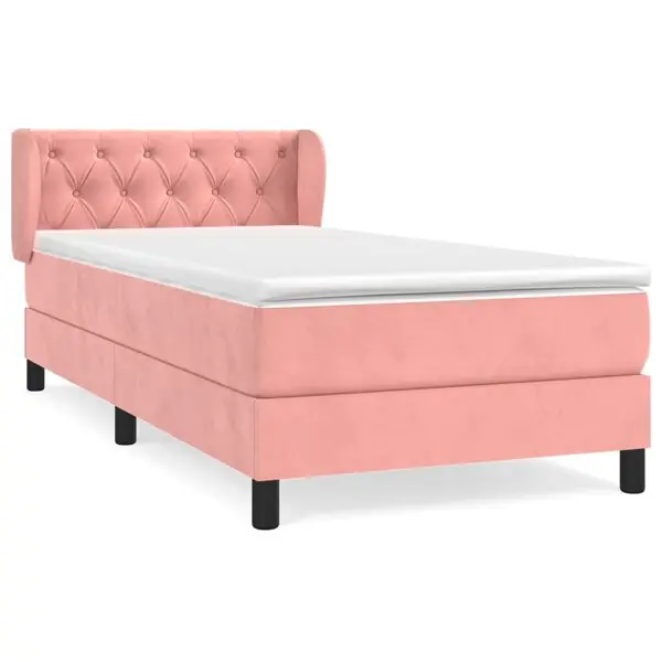 vidaXL Ramsäng med madrass rosa 80x200 cm sammet Reapris