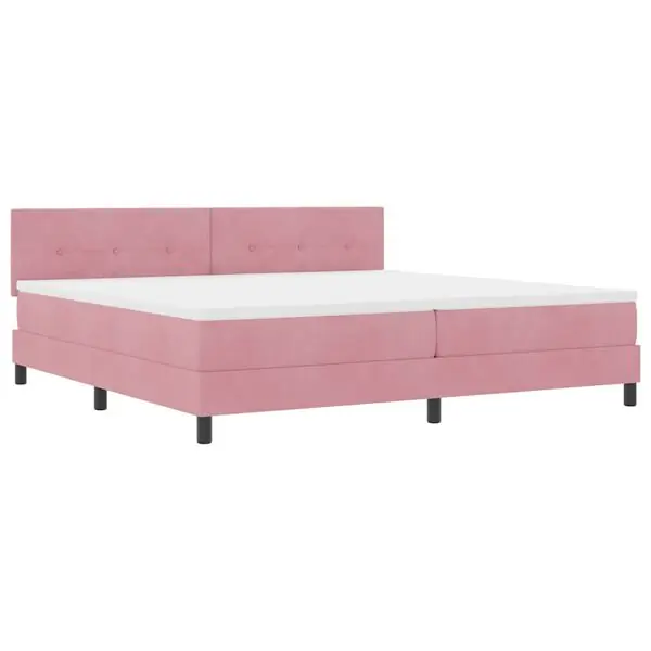 vidaXL LED Box Säng med madrass med led Rosa 200 x 200 cm Sammet Lågt pris