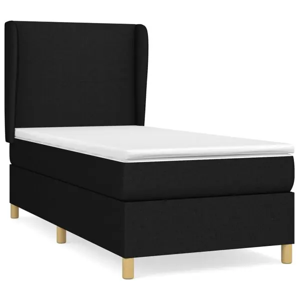 vidaXL Ramsäng med madrass svart 90x190 cm tyg Expressleverans