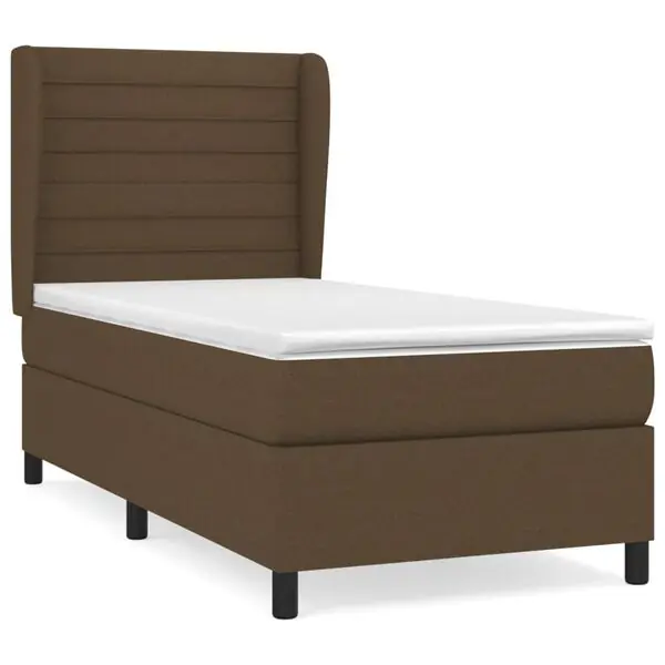 vidaXL Ramsäng med madrass mörkbrun 90x200 cm tyg Begränsad tid