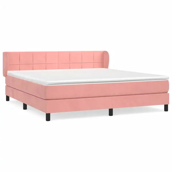 vidaXL Ramsäng med madrass rosa 180x200 cm sammet Begränsat antal