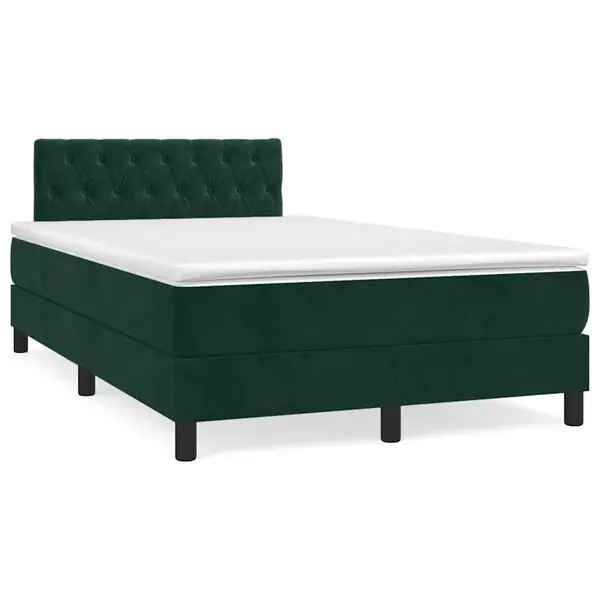 Fri frakt vidaXL Ramsäng med madrass mörkgrön 120x200 cm sammet