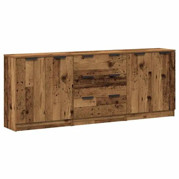 Rabatter vidaXL Skänkar 3 delar åldrat trä 60x30x70 cm konstruerat trä
