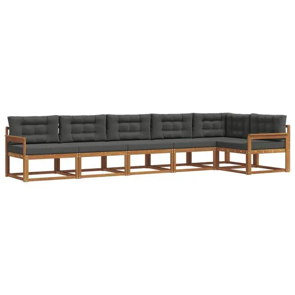 Sista chansen vidaXL Utomhussoffset med kudde 6 pcs Naturlig och Antracit