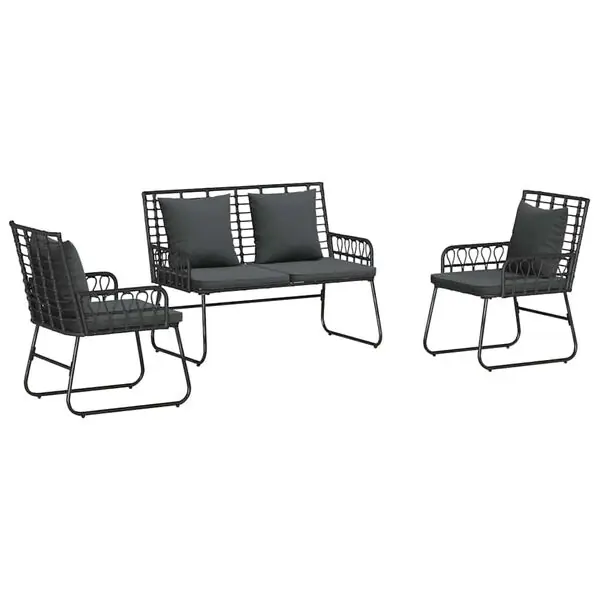 vidaXL Trädgårdsmöbelset 3 pcs Svart och Anthracit konstrotting Lågt pris
