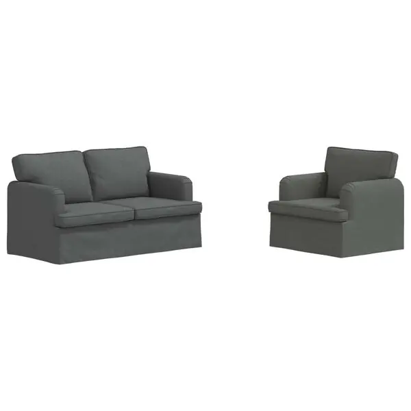 Sista chansen vidaXL Soffset 2 pcs Mörkgrå 144 x 80 x 85 cm tyg