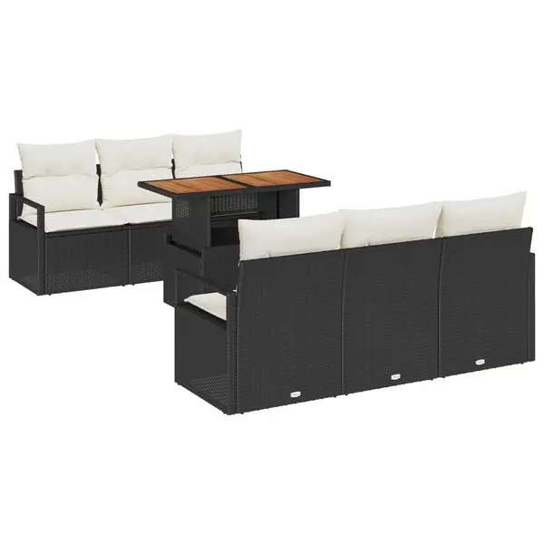 vidaXL Trädgårdsoffset med lagring 7 pcs Svart Poly rattan Begränsad tid