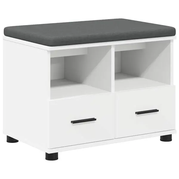 vidaXL Hallbänk med kudde Vit 60 x 38 x 46 cm Konstruerat Trä och Tyg Erbjudande