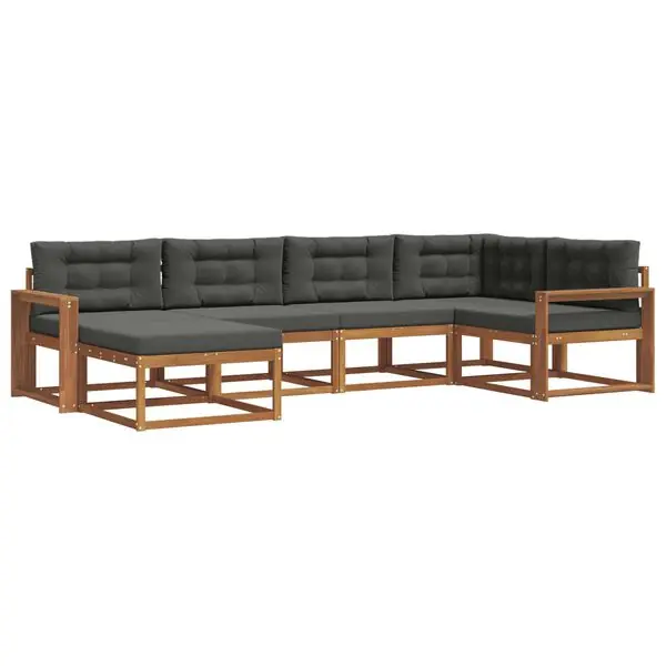 vidaXL Utomhussoffset med kudde 6 pcs Naturlig och Antracit Begränsat antal