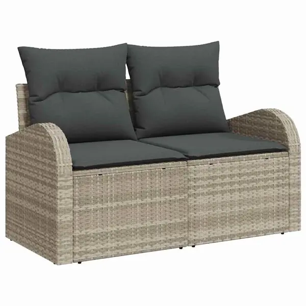 vidaXL Trädgårdsoffa med kudde Ljusgrå 124 x 62 x 69 cm konstrotting Rabatt