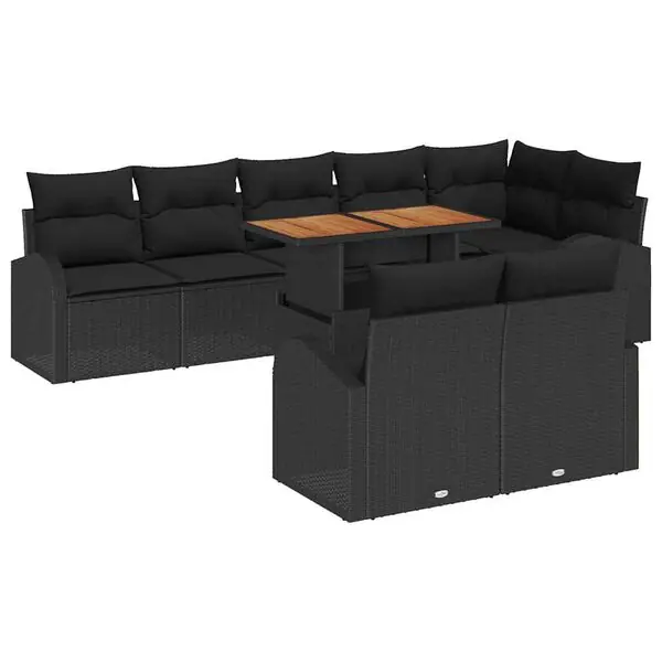 Begränsad tid vidaXL Trädgårdsoffset med lagring 9 pcs Svart Poly rattan